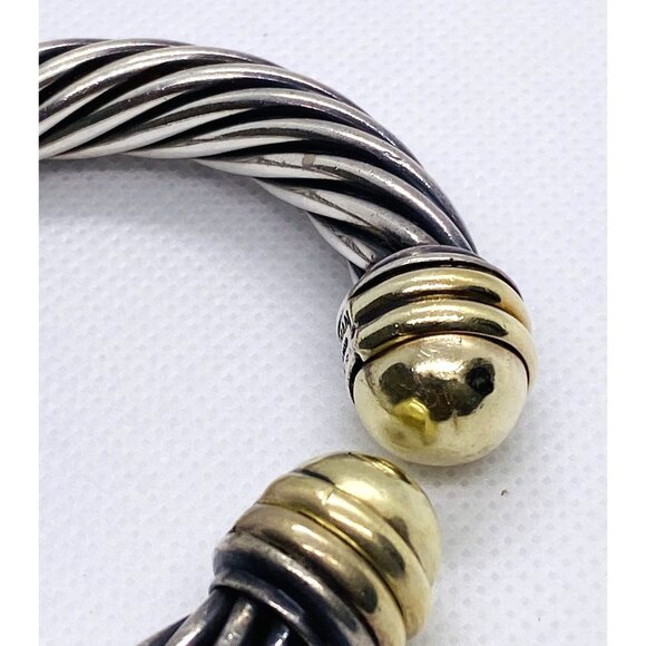 David Yurman Dome Cuff Bracelet Sterling Silver 925 14K 585 - Picture 6 of 11
